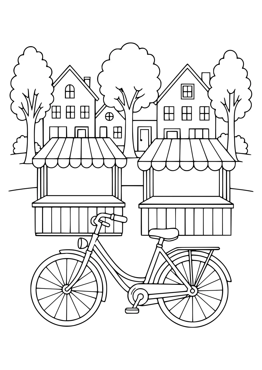 Bicycle in the Netherlands at the market gratuit à imprimer