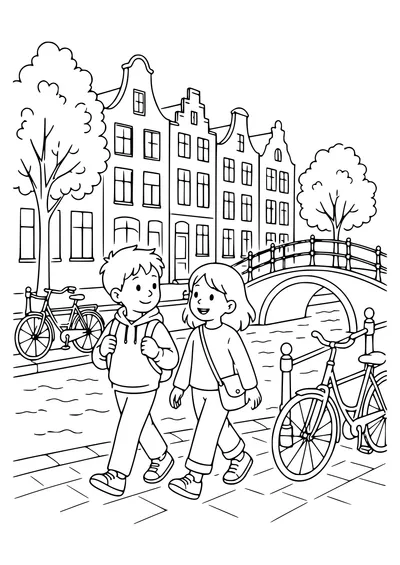 Dutch Canal House as a children’s page de coloriage gratuit à imprimer