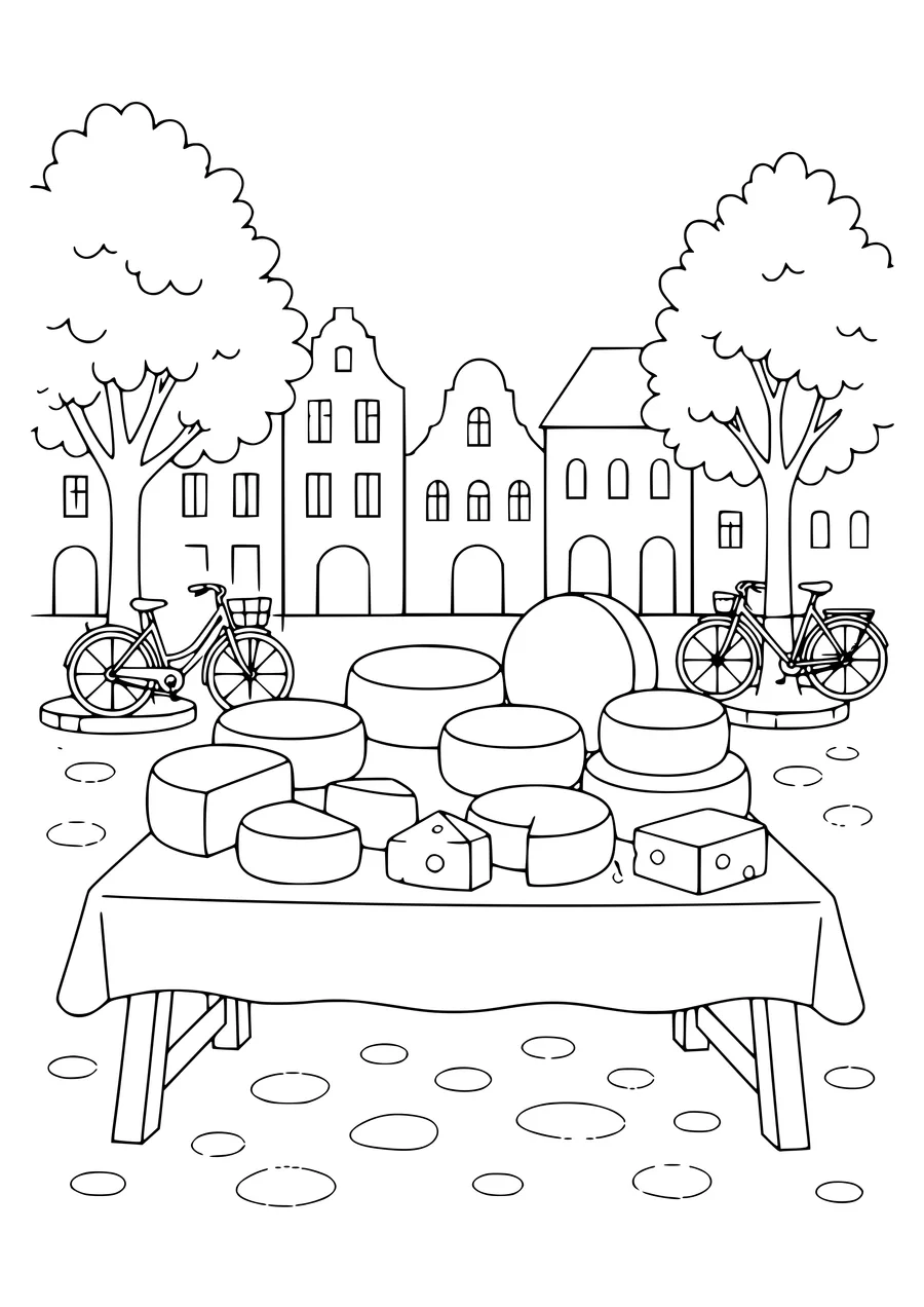 Cheese Market sur la place gratuit à imprimer