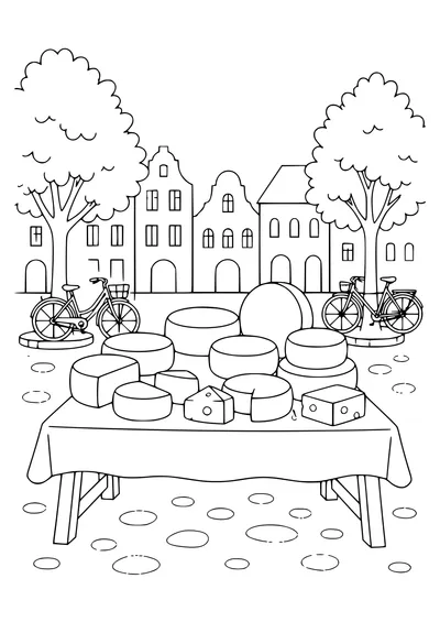 Cheese Market sur la place gratuit à imprimer