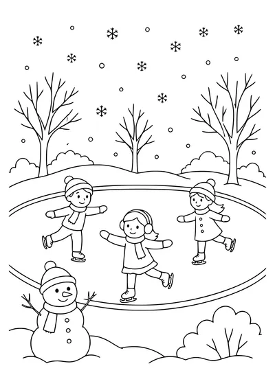 Skating on Ice im Winter kostenlos zum Ausdrucken