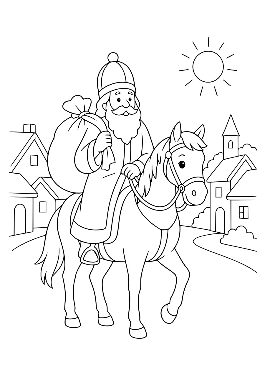 saint nicholas in the morning coloring page