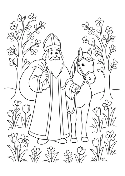 Saint Nicholas im Frühling kostenlos zum Ausdrucken
