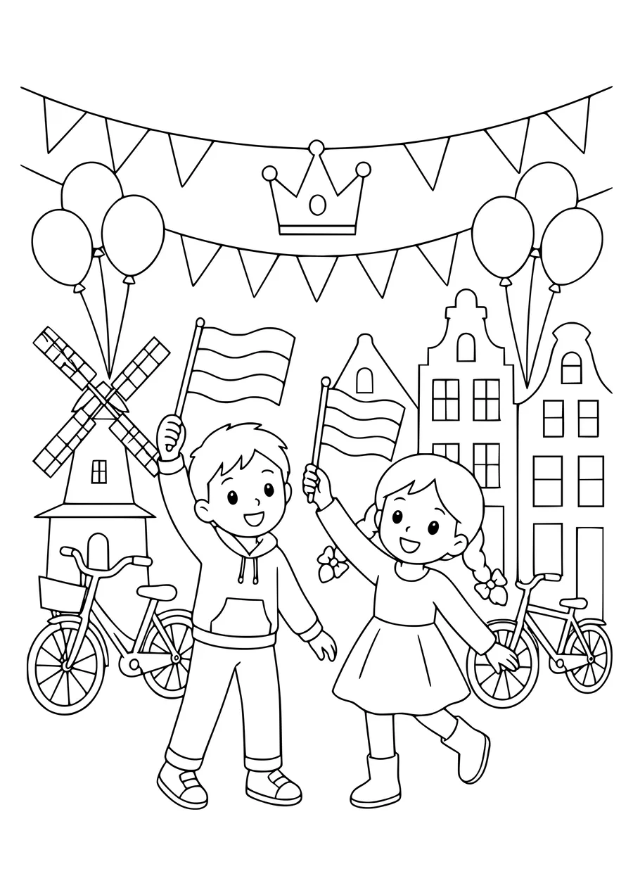 koningsdag met kinderen kleurplaat