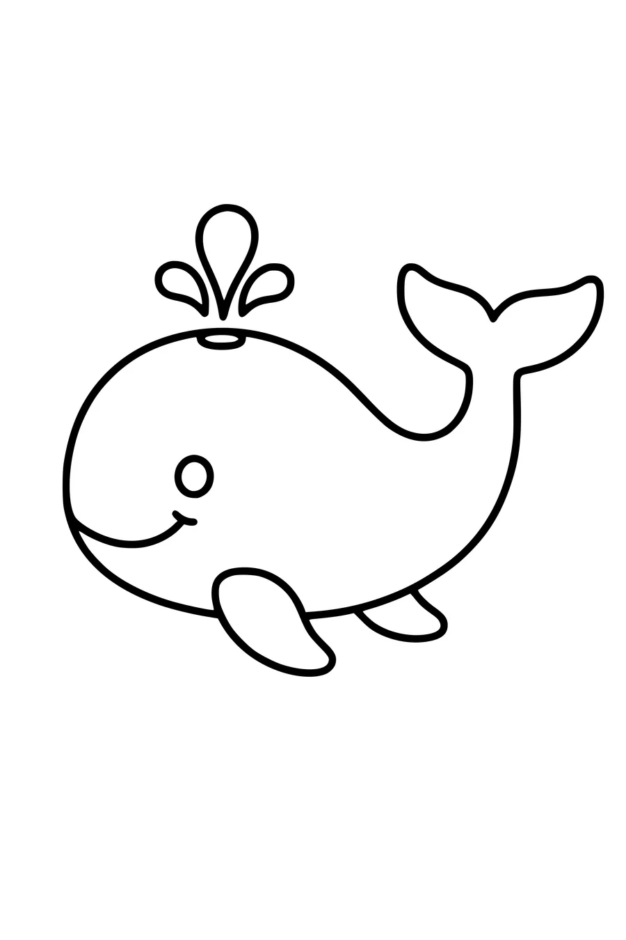 Printbare kleurplaat van makkelijke walvis