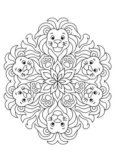 Lion mandala coloring page