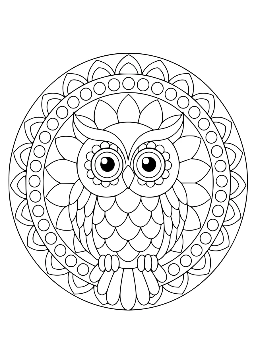 Owl mandala — page de coloriage gratuite à imprimer