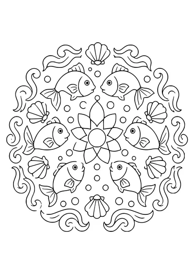 Fish mandala coloring page