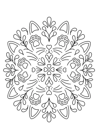 Cat mandala coloring page