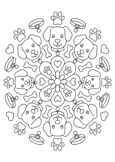 Dog mandala coloring page