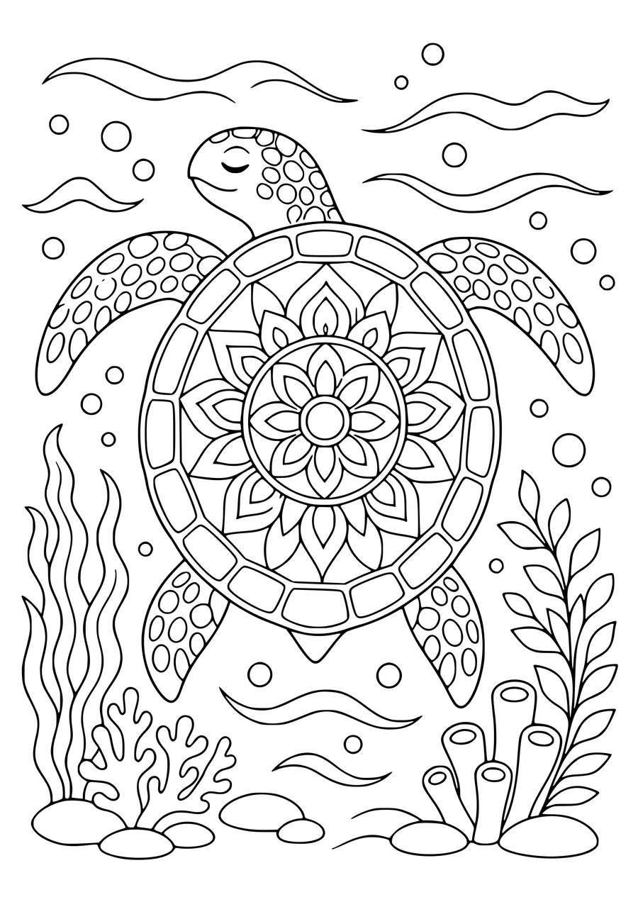 Zeeschildpadmandala kleurplaat