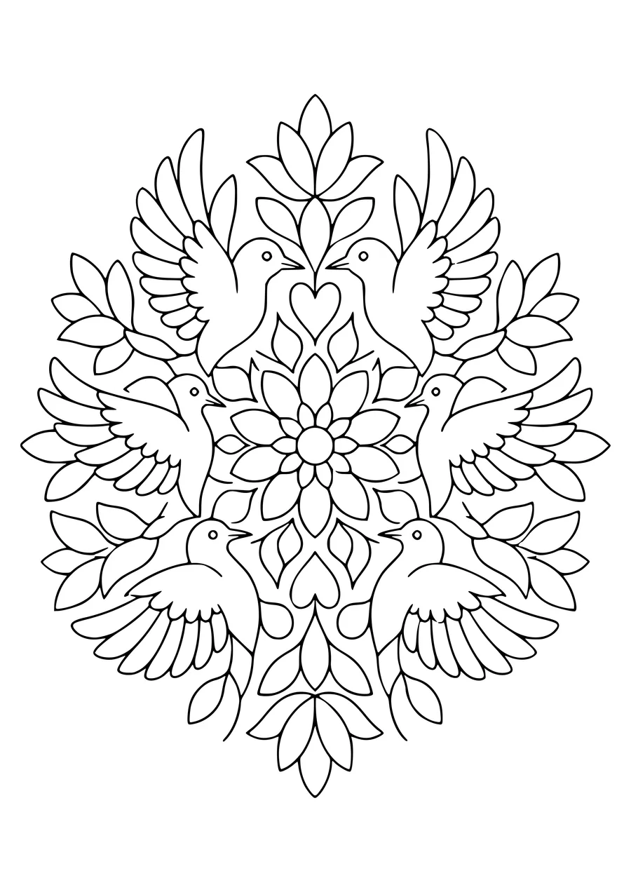 Bird mandala coloring page
