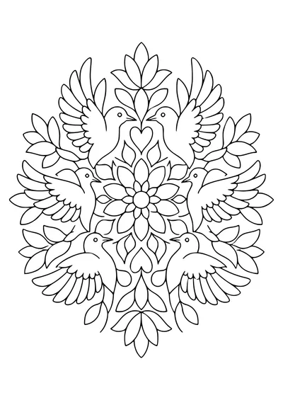 Bird mandala — kostenloses Ausmalbild zum Ausdrucken