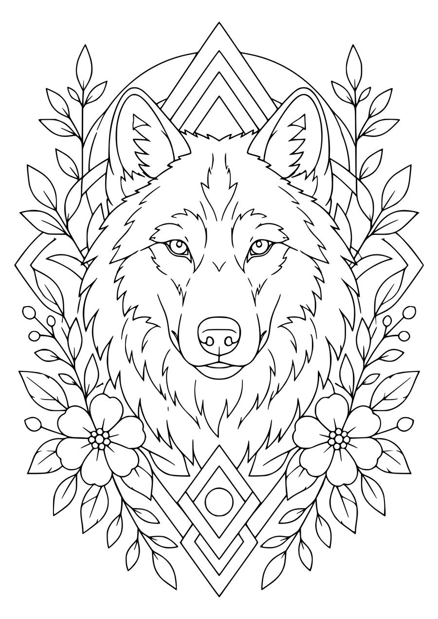 Adult wolf pattern coloring page coloring page