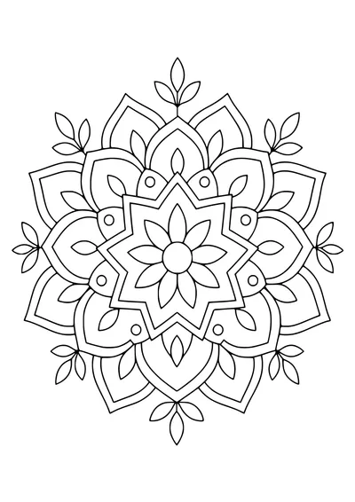 Blossom star mandala — kostenloses Ausmalbild zum Ausdrucken