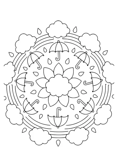 Rain cloud mandala — kostenloses Ausmalbild zum Ausdrucken