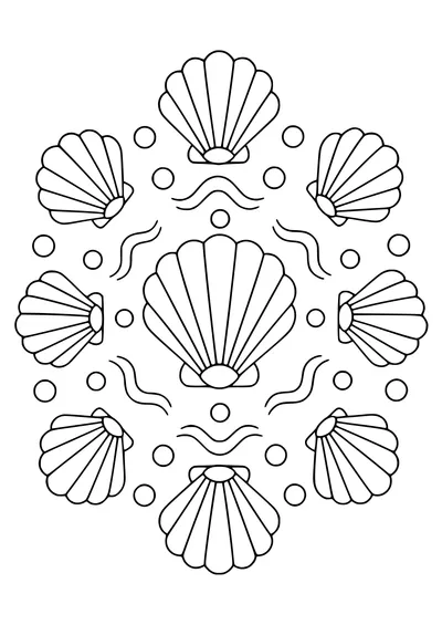 Easy shell mandala — kostenloses Ausmalbild zum Ausdrucken