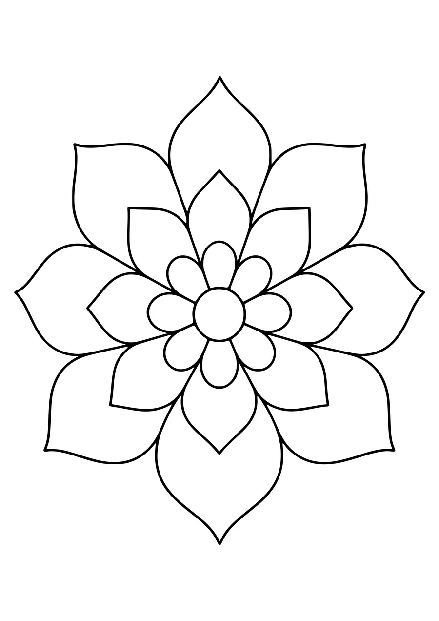 Easy flower mandala coloring page