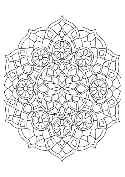 Difficult mosaic mandala — kostenloses Ausmalbild zum Ausdrucken