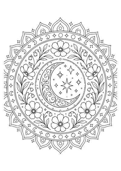 Adult night mandala — kostenloses Ausmalbild zum Ausdrucken
