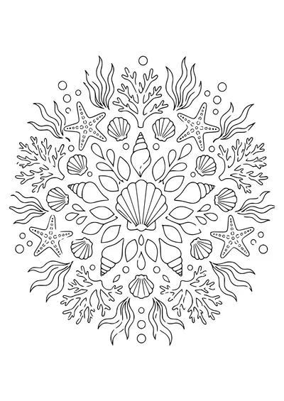 Adult seabed mandala — kostenloses Ausmalbild zum Ausdrucken