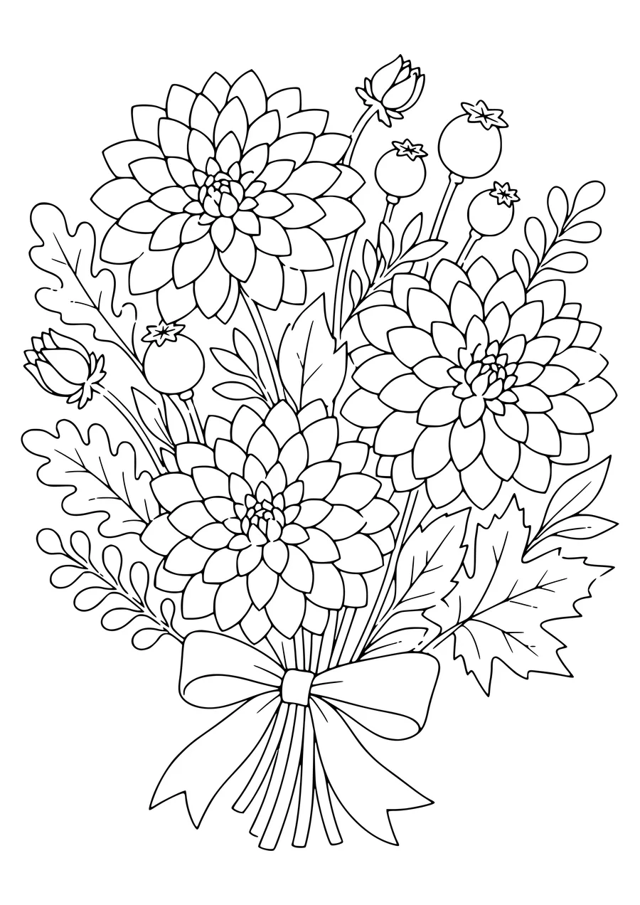 Bloemen Herfstboeket kleurplaat