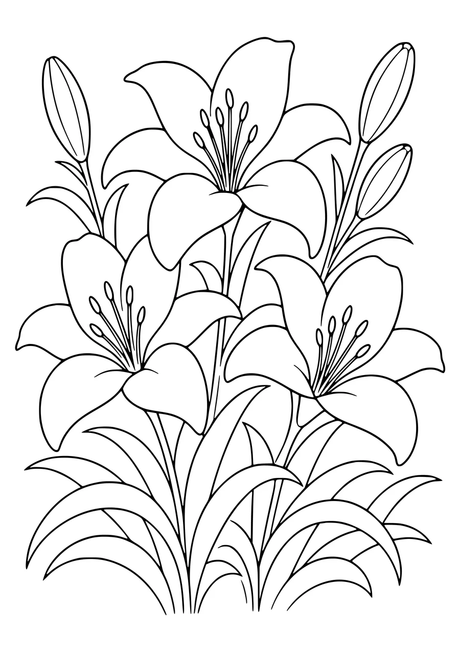 Bloemen Lelie kleurplaat