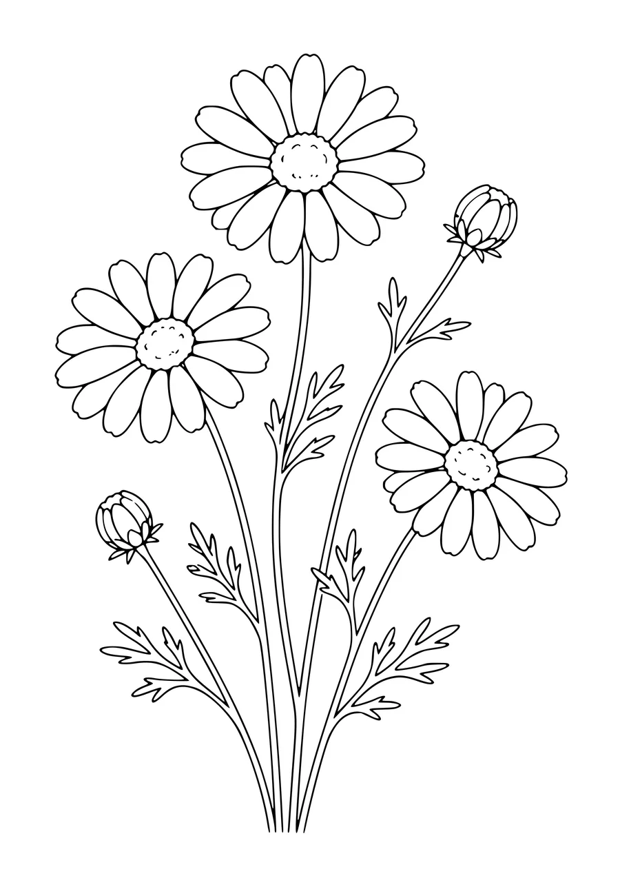 Chamomile flowers coloring page