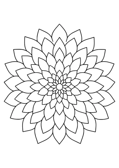 Dahlia flower mandala — kostenloses Ausmalbild zum Ausdrucken