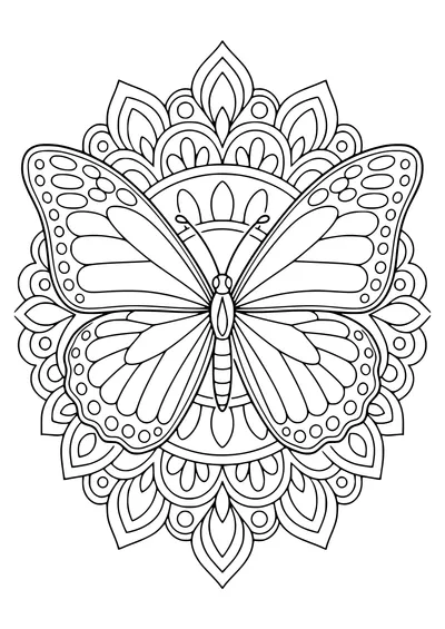 Monarch butterfly mandala — kostenloses Ausmalbild zum Ausdrucken