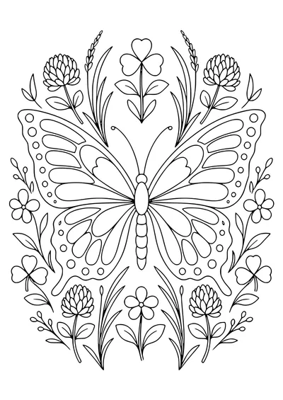 Meadow butterfly mandala — kostenloses Ausmalbild zum Ausdrucken