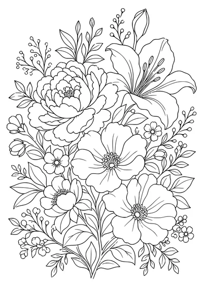 Adult ink flowers — kostenloses Ausmalbild zum Ausdrucken