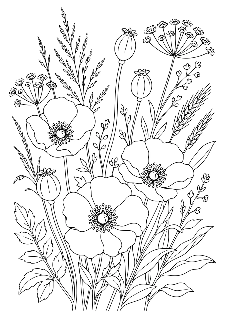 Volwassenen Bloemen Zaaddozen kleurplaat
