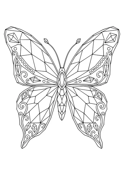 Adult crystal butterfly — kostenloses Ausmalbild zum Ausdrucken