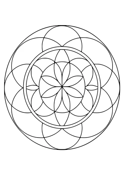 Circle shapes mandala — kostenloses Ausmalbild zum Ausdrucken