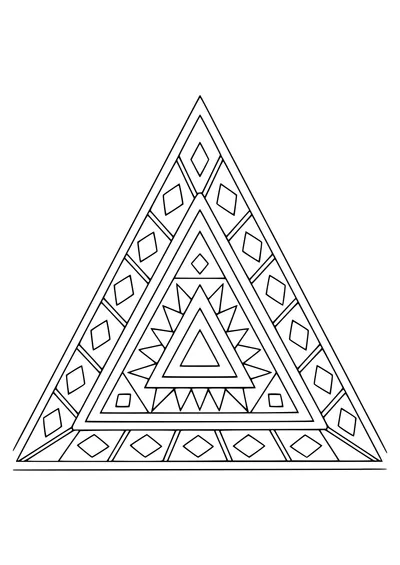 Triangle shapes mandala — kostenloses Ausmalbild zum Ausdrucken