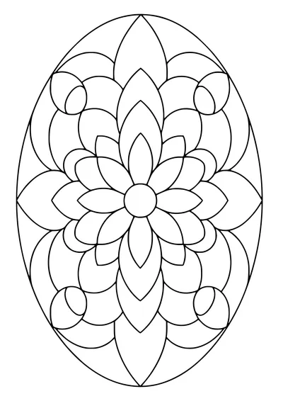 Oval shapes mandala — kostenloses Ausmalbild zum Ausdrucken