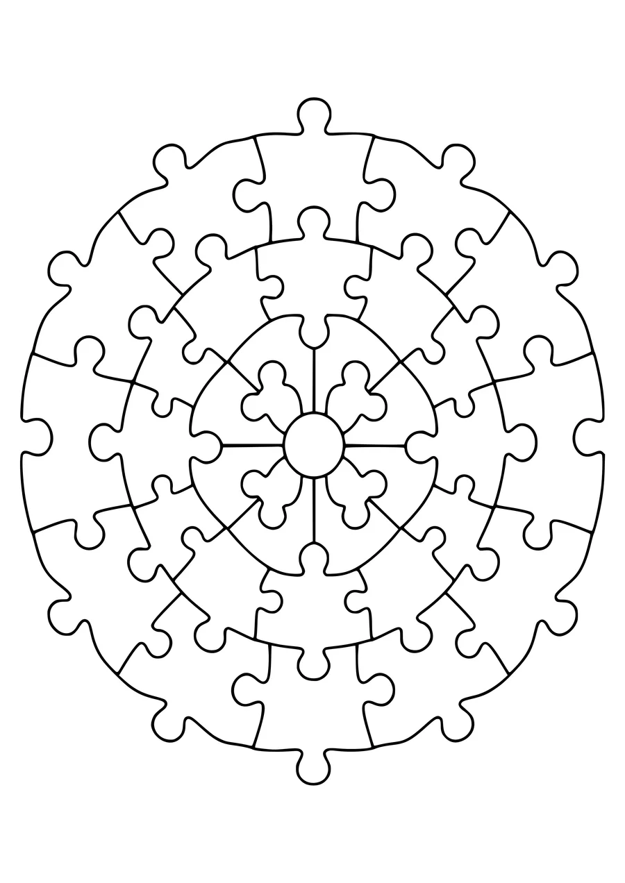 Vormenmandala Puzzel kleurplaat