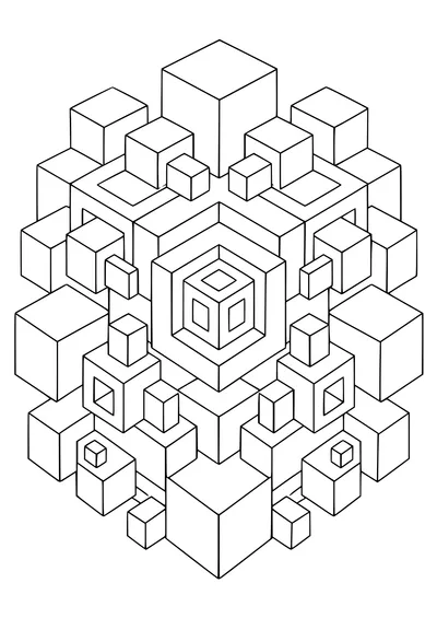 Adult cube field — kostenloses Ausmalbild zum Ausdrucken