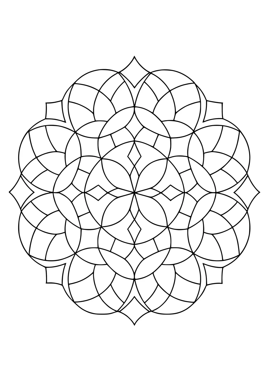 Adult geometric stained glass coloring page