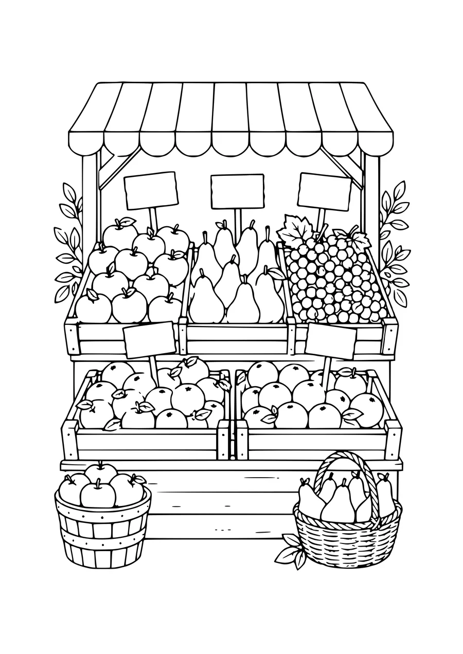 Obststand Ausmalbild
