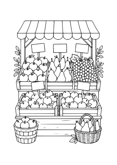 Obststand Ausmalbild