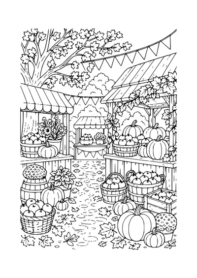 Herbstmarkt Ausmalbild
