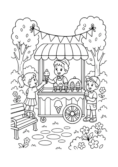 ice cream cart coloring page