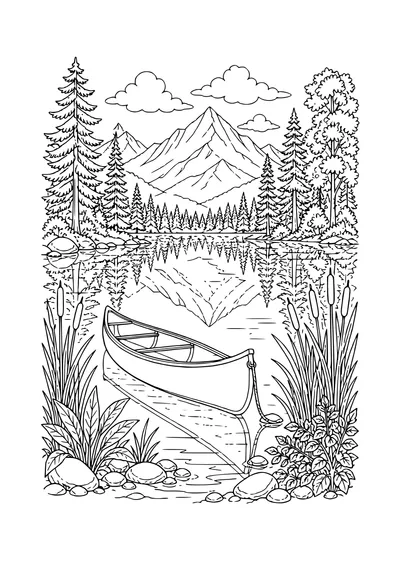 forest lake coloring page
