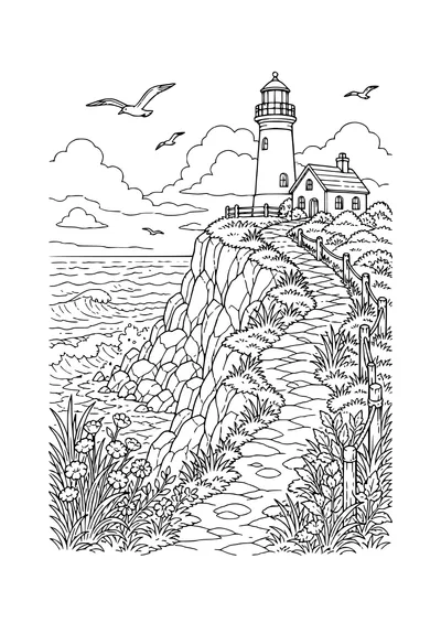coastal path coloring page