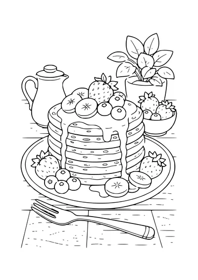 stack of pancakes coloring page