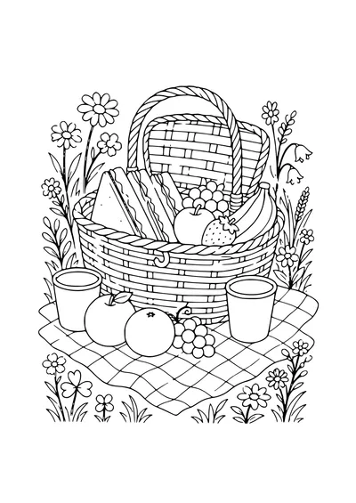 picnic basket coloring page