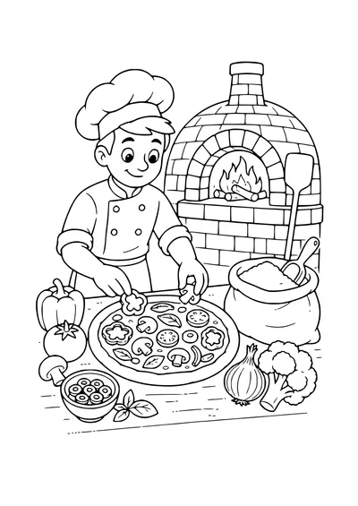 pizza baker coloring page