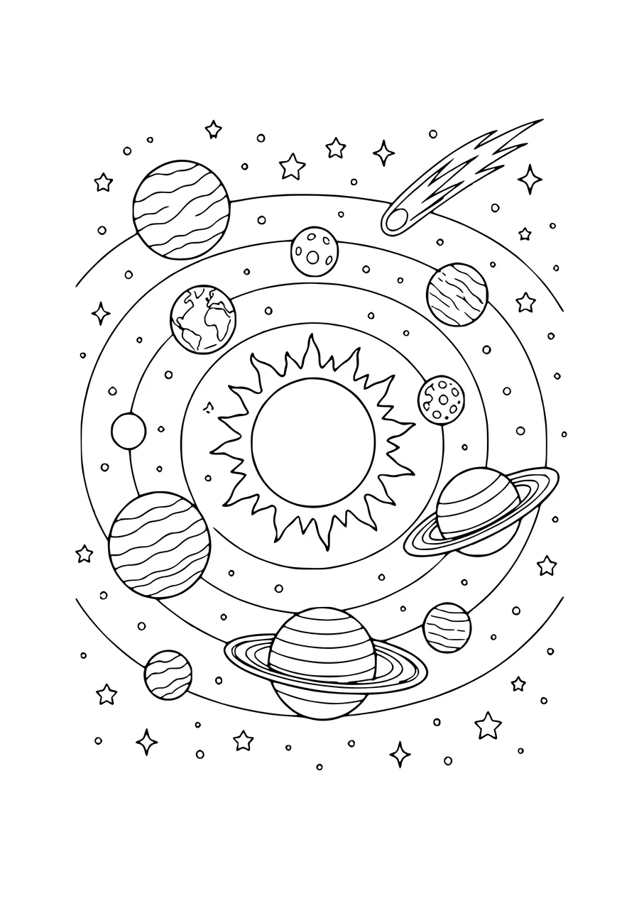 coloriage système planétaire